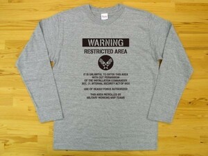 RESTRICTED AREA 杢グレー 5.6oz 長袖Tシャツ 黒 S ミリタリー U.S. AIR FORCE ステンシル