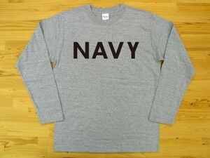 NAVY 杢グレー 5.6oz 長袖Tシャツ 黒 3XL 大きいサイズ ミリタリー ロゴ ネイビー 海軍
