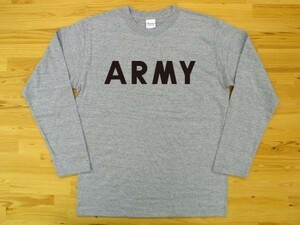 ARMY 杢グレー 5.6oz 長袖Tシャツ 黒 XL ミリタリー ロゴ アーミー 陸軍