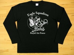 R.A.F. Eagle Squadron 黒 5.6oz 長袖Tシャツ 白 L ミリタリー イギリス空軍 イーグル飛行中隊 U.S. AIR FORCE