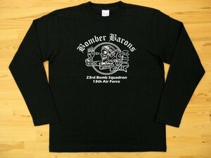 Bomber Barons 黒 5.6oz 長袖Tシャツ 白 3XL 大きいサイズ ミリタリー ボンバーバロンズ 第23爆撃飛行隊 U.S. AIR FORCE