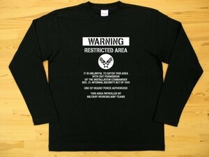 RESTRICTED AREA 黒 5.6oz 長袖Tシャツ 白 3XL 大きいサイズ ミリタリー U.S. AIR FORCE ステンシル