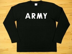 ARMY 黒 5.6oz 長袖Tシャツ 白 L ミリタリー ロゴ アーミー 陸軍