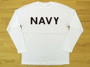 NAVY 白 5.6oz 長袖Tシャツ 黒 2XL 大きいサイズ ミリタリー ロゴ ネイビー 海軍