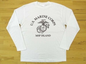 U.S. MARINE CORPS 白 5.6oz 長袖Tシャツ 黒 2XL 大きいサイズ ミリタリー USMC海兵隊 マリーン