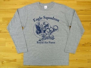 R.A.F. Eagle Squadron 杢グレー 5.6oz 長袖Tシャツ 紺 3XL 大きいサイズ ミリタリー イギリス空軍 イーグル飛行中隊 U.S. AIR FORCE