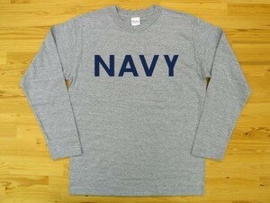 NAVY 杢グレー 5.6oz 長袖Tシャツ 紺 3XL 大きいサイズ ミリタリー ロゴ ネイビー 海軍