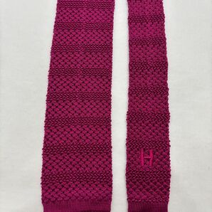 エルメス HERMES ニットタイ ネクタイ Hロゴ パープル系