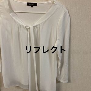 Reflect リフレクト ボウタイカットソー 白 7分袖11号