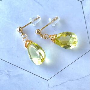 14kgf*レモンクォーツのピアス