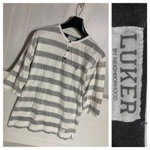 LUKER BY NEIGHBORHOOD ルーカー　バイ　ネイバーフッド　日本製　白×黒　ボーダー柄　七分袖　ヘンリーネックTシャツ　カットソー　L_画像1