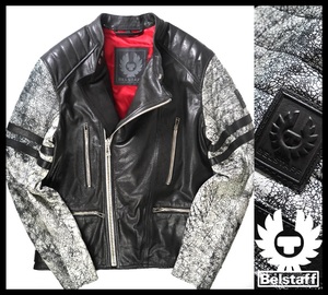  новый товар 24 десять тысяч [BELSTAFF bell штат служащих ] Biker. .. бренд / сделано в Италии /ENNIS/bai цвет кожа мотоцикл байкерская куртка 50/L-XL соответствует 