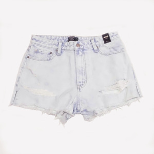 ★SALE★Abercrombie & Fitch★ハイライズデニムショートパンツ (Ripped Super Light Wash/29)