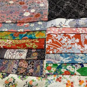 36 お買得品 着物 正絹 お袖ハギレ11枚 80cm 3枚 色々ハギレ