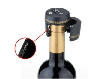 [KM] new plastic bottle password lock combination lock wine stopper vacuum plug 