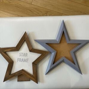 星型フォトフレーム グレー 木製 写真立て
