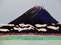 ≪国美協≫TOMOYUKI・友之、『藍色の富士山』、油彩画、F8号：45,5cm×37,9cm、油絵一点物、新品高級油彩額付、直筆サイン・真作保証付_画像3