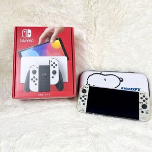 【美品・スヌーピー】Nintendo Switch 有機ELモデル ホワイト 本体 可愛いカバー・ケース付き