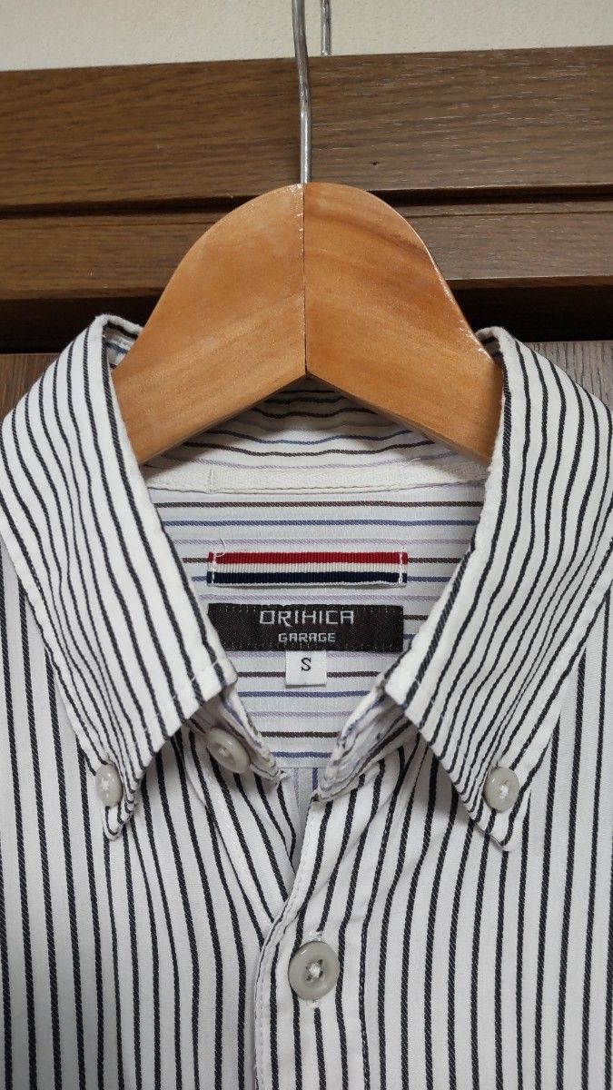 オリヒカ　長袖シャツ　ボタンダウン　ストライプ　Ｓ　ビジカジ