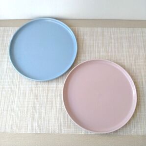 【2枚】新品 日本製 美濃焼 切立皿 19cm プレート ブルー ピンク