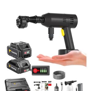 高圧洗浄機【超軽量574g・2025年新登場】8MPa ミニ高圧洗浄機 コードレス 充電式 残量表示 PSE認証済みバッテリー2個