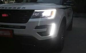 フォード エクスプローラー 2016y～2018y LED デイライト テールランプ テールライト DRL ホワイト 後期 減光機能付き フォグ リフレクター