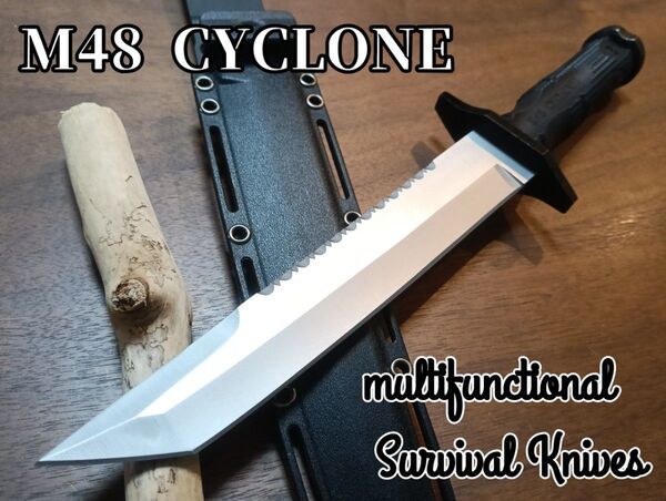 ★M48 サイクロン/多機能 熊対策 キャンプ 登山 釣り 狩猟等 シースナイフ アウトドア ハンティング サバイバルナイフ