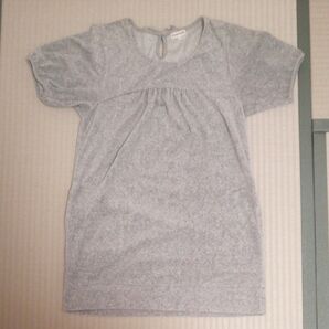 3can4on 半袖カットソー ギャザーデザイン グレー 後ろリボン