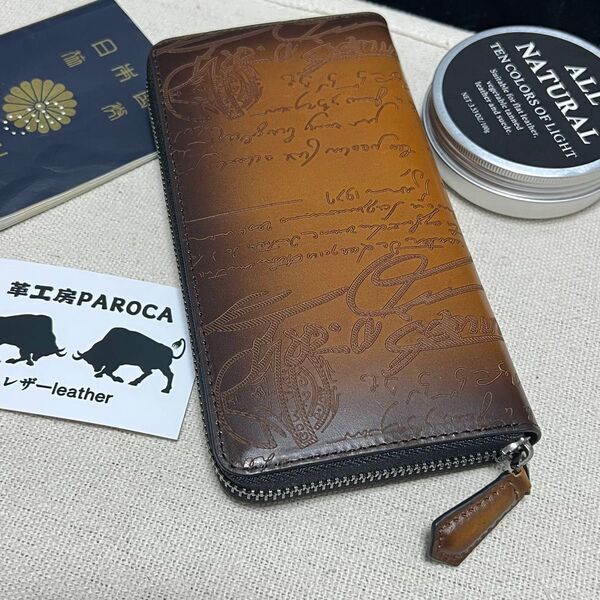 高級感あり イタリアンレザー メンズ 牛革&本革男女兼用 ラウンドファスナー長財布 カード入れ 小銭入れ 人気商品