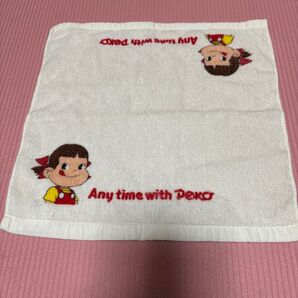Any time with peko ペコちゃん ハンカチ タオル 不二家 ペコちゃん