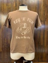 I866LPL メンズ Tシャツ かわいいプリント♪ THE FLAT HEAD フラットヘッド 半袖 プリント ブラウン 小さいサイズ S 全国送料一律370円_画像5