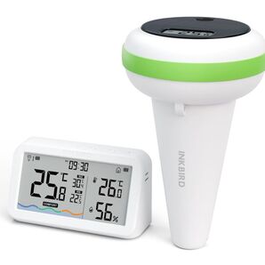 INKBIRD 水温計 お風呂 太陽エネルギー スイミングプール温度計 IP68 防水 室内温度湿度検知器セット IBS-P03R