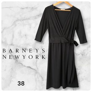 BARNEYS NEW YORK フォーマルワンピース カシミア混 Vネック ブラック