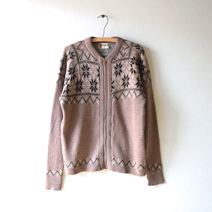 [ free shipping ]60s Town craft Vintage ski sweater nordic Zip sweater cardigan CH0141