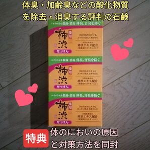 柿渋石鹸3個セット デオドラントソープ 体臭 加齢臭 ワキガ 足の臭い除去消臭