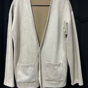 ブランド不明 ベージュ カーディガン Lサイズ ベロア風