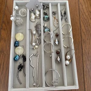 17種類 ピアス まとめ売り アクセサリー 大量 セット レディース ケース、おまけ付き 金色のブレスレット