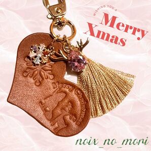 210 ★ Xmas ver. ☆ 本革&kirakiraキーホルダー【おまとめ¥850】Xmasプレゼント ※値下げ予定無