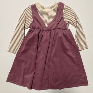 3can4on サンカンシオン コーデュロイ ジャンパースカート 120cm 袖丈約36㎝ 着丈約60㎝