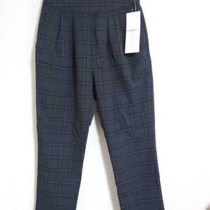 新品 しまむら タータンチェックタックテーパードパンツ M