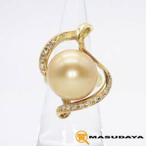 **[ beautiful goods * judgement document attaching ] large grain Golden White Butterfly pearl diamond ring K18YG**