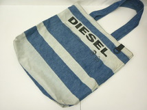 美品 DIESEL ディーゼル トートバッグ デニム ボーダー デニム 大き目 男女兼用 ●　A_画像1