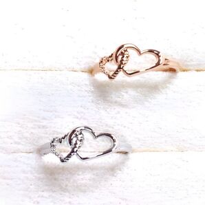 【オーダー受付】ハート♪ハート♪ダブルオープンピンキーリング◆SILVER925