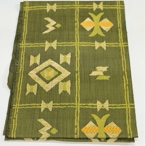 名古屋帯 正絹 紬 緑