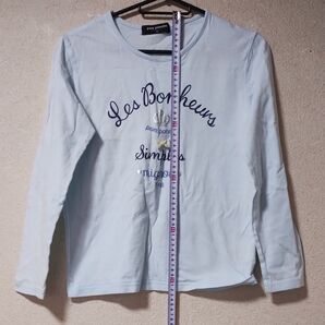 水色 長袖Tシャツ pom ponette ロンT 長袖 シャツ