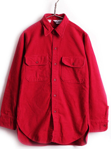 70's 旧タグ USA製 ■ ウールリッチ Woolrich ポケット付き 長袖 コットン シャモア クロス 長袖 シャツ ( メンズ S ) 古着 ネルシャツ 赤