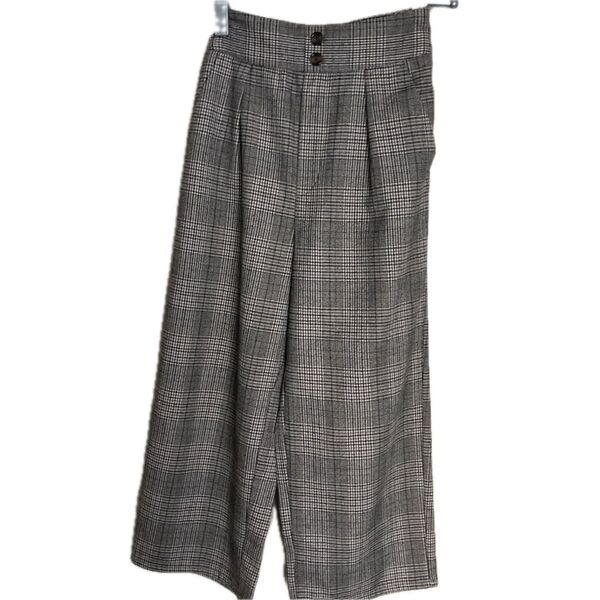 グレンチェックワイドパンツ グレー系 140サイズ カジュアル きれいめ冬物です