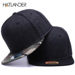 【★★新品★★】1pcs Hatlander高品質ウールスナップバックキャップ無地迷彩野球帽と帽子男性女性帽子フラットつばブランクヒップホップ