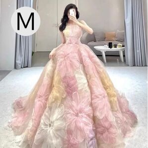 M カラードレス ピンク系 前撮り 結婚式 二次会 フォト婚 即日発送可