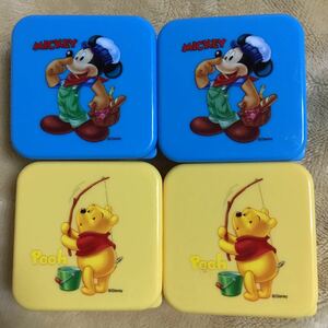 ディズニー Disney キャラクター ミッキーマウス プー タッパー プラスチック 弁当 保存 食器 非売品 希少 レア コカコーラ 4個 小物入れ